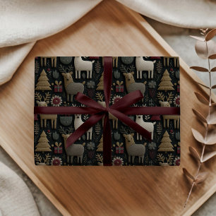 Papier Cadeau Rennes scandinaves rustiques et Noël des forêts