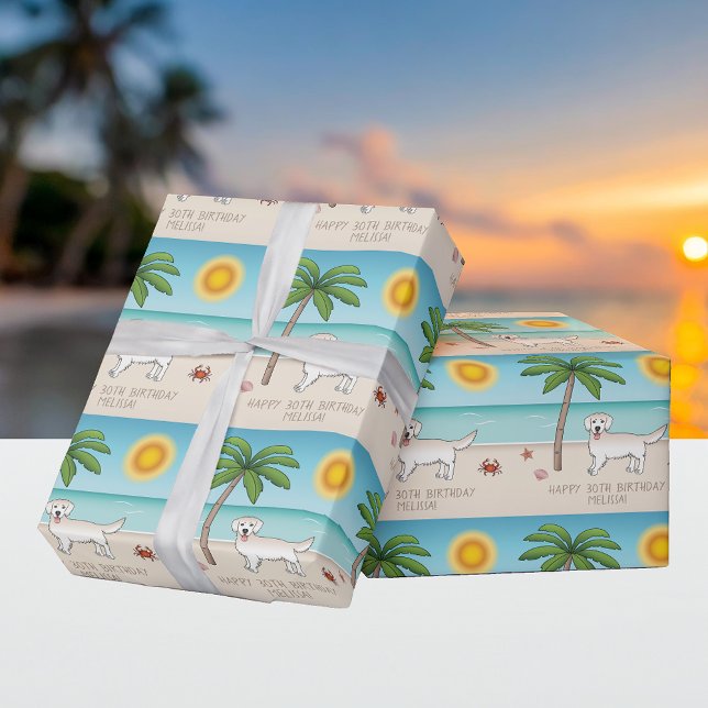 Papier Cadeau Réparateur De Crème Dorée Sur Une Plage Tropicale  (Créateur téléchargé)