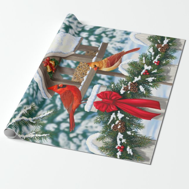 Papier Cadeau Repas de Noël des cardinaux (Déroulé)