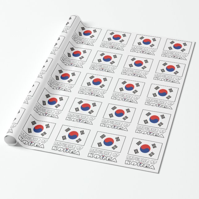 Papier Cadeau République Corée Drapeau Sud-Coréen Carrelé (Déroulé)