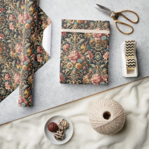 Papier Cadeau Requiem pour Arcana - Design floral gothique