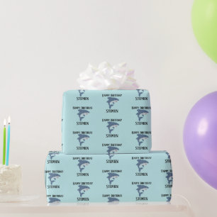 Papier Cadeau Requin bleu mignon personnalisé