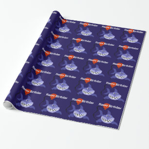 Papier Cadeau Requin drôle tenant le ballon rouge