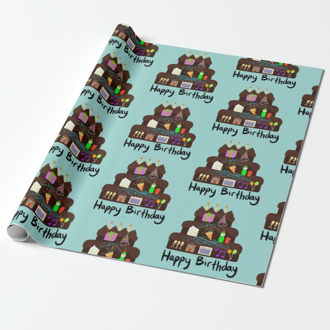 Papier Cadeau Réseau neuronal d'anniversaire nerd (Déroulé)