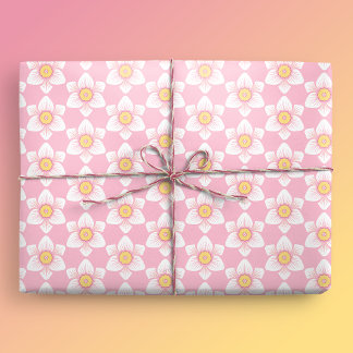 Papier Cadeau Ressort de jonquille rose