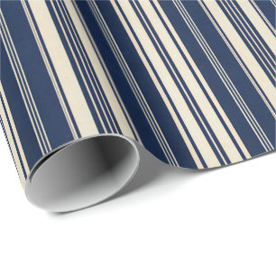 Papier Cadeau Restauration Ivoire Bleu Nuit Aspect Tissage Vinta