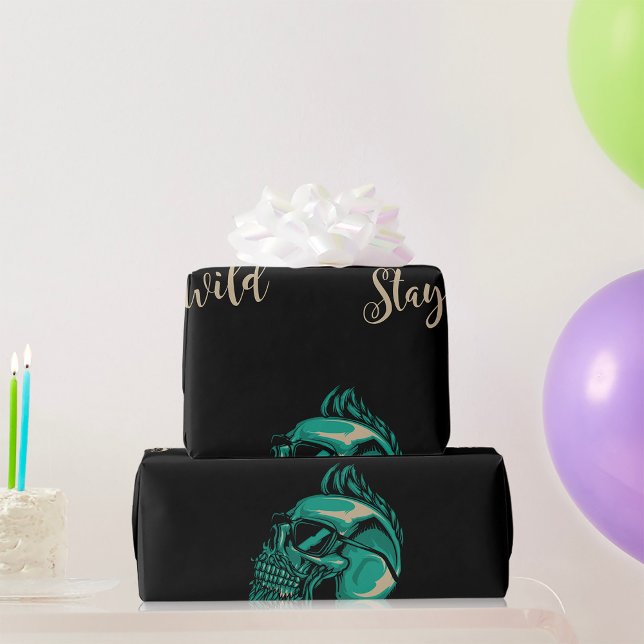 Papier Cadeau Reste Sauvage Crâne Barbu Moderne (Créateur téléchargé)