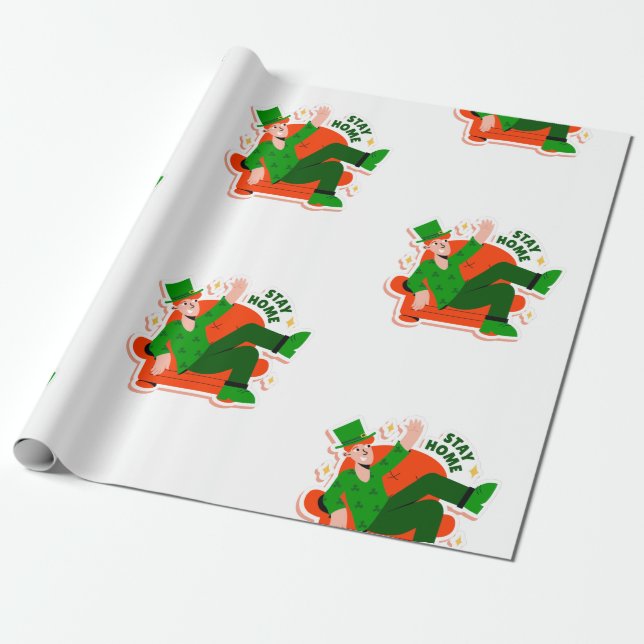Papier Cadeau rester à la maison st patrick verrouillage (Déroulé)