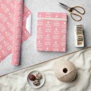 Papier Cadeau Restez Calme Et Lavez-Vous À La Main - Hygiène Et 