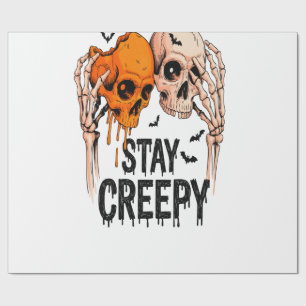 Papier Cadeau Restez Créepy PNG, Crâne Rétro Halloween