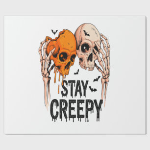 Papier Cadeau Restez Créepy PNG, Crâne Rétro Halloween