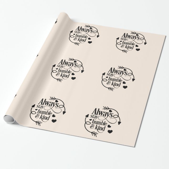 Papier Cadeau Restez Humbles Et Gentils Coeurs Et Flèches (Déroulé)