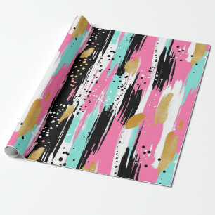 Papier Cadeau Résumé Abstrait Luxe Doré Menthe Rose