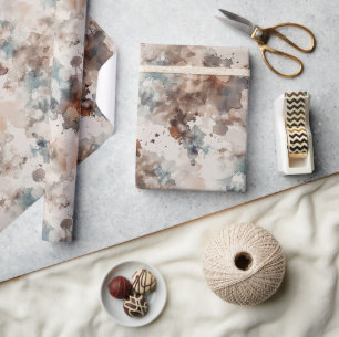 Papier Cadeau Résumé Bleu Crème Marron Anniversaire