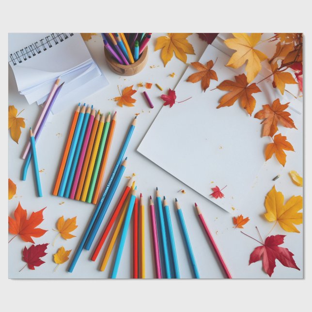 Papier Cadeau Retour à l'automne scolaire (Plat)
