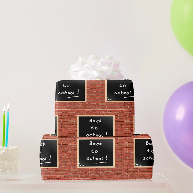 Papier Cadeau Retourner À L'École Chalkboard (Créateur téléchargé)