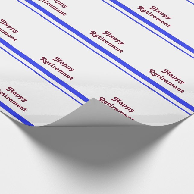 Papier Cadeau Retraite heureuse, rayure rouge, sur l'enveloppe (Coin)