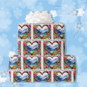 Papier Cadeau Retraite Personnaliser le texte et le nom Montagne