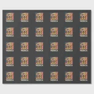 Papier Cadeau Retriever doré vintage drapeau 'Merica