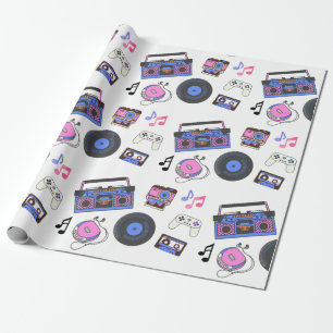 Papier Cadeau Retro 1980's Era Music Anniversaire