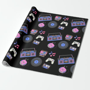Papier Cadeau Retro 1980's Era Music Anniversaire