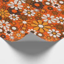 Rétro 70 Boho Fleurs Marron Orange Cadeau