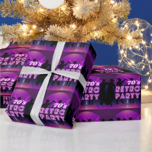 Papier Cadeau Retro 80 s Disco Dance Party Neon Purple Funky