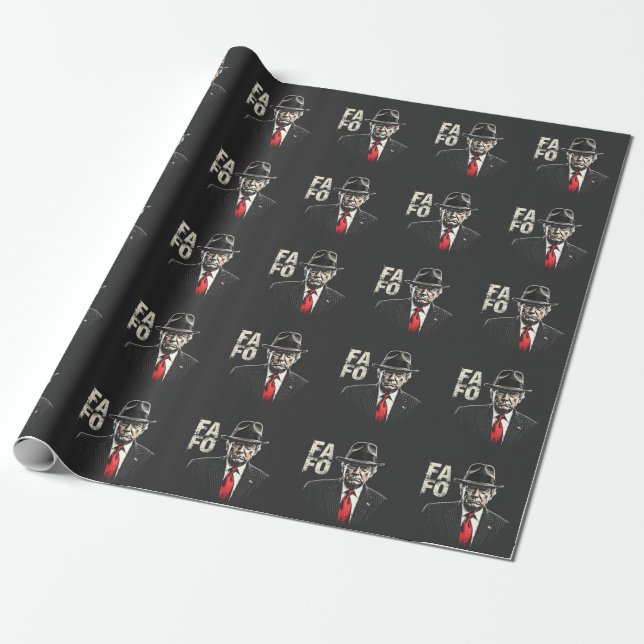 Papier Cadeau Retro Américain Donald Trump FAFO USA Drapeau Patr (Déroulé)