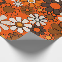 Rétro Anniversaire 70s Bohème Floral Marron Orange