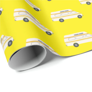 Papier Cadeau Rétro Campervan Motorhome rv Van Yellow