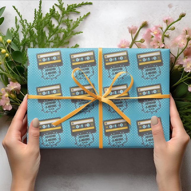 Papier Cadeau Retro Cassette Bande Pop Art Mariage de livre (Créateur téléchargé)