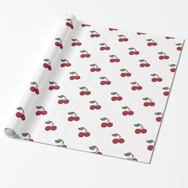 Papier Cadeau Retro Cherry Holiday Toutes les Occasions Papier d (Déroulé)