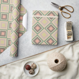 Papier Cadeau Rétro Chic Géométrique Pastel Citron
