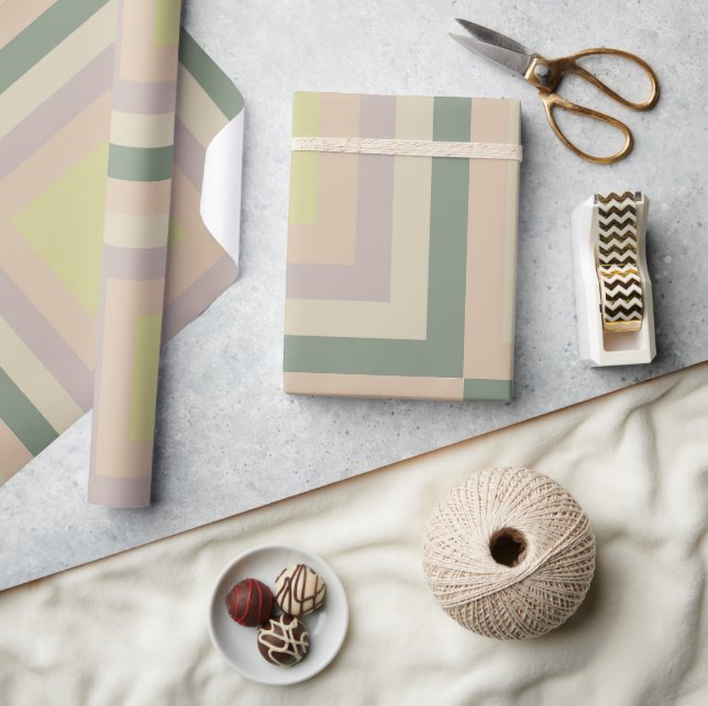 Papier Cadeau Rétro Chic Géométrique Pastel Citron (Artisanat)