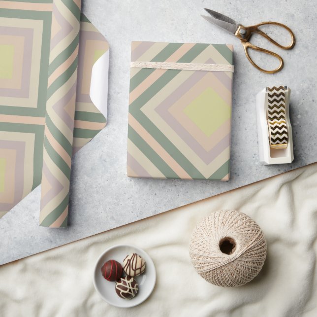 Papier Cadeau Rétro Chic Géométrique Pastel Citron (Artisanat)