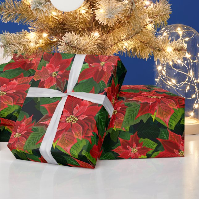 Papier Cadeau Retro Classic Poinsettia cadeau de Noël (Vacances)