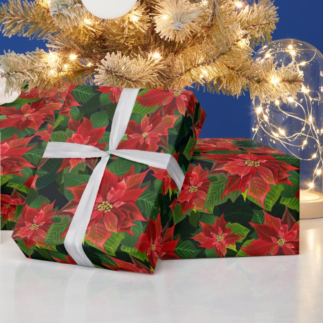 Papier Cadeau Retro Classic Poinsettia cadeau de Noël (Vacances)