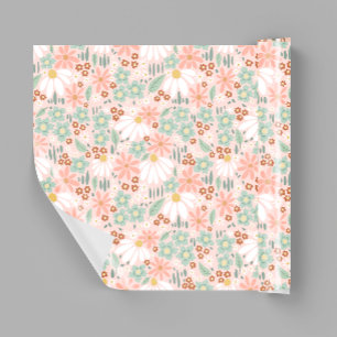 Papier Cadeau Retro Cute Rose Fleur sauvage Daisy Enfants