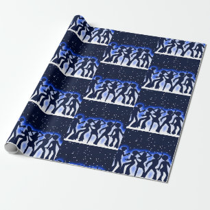 Papier Cadeau Retro Dance Party Bleu