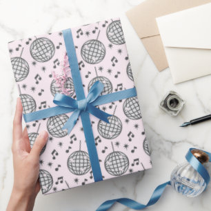 Papier Cadeau Retro Disco Ball Rose Musical Note Enveloppement P