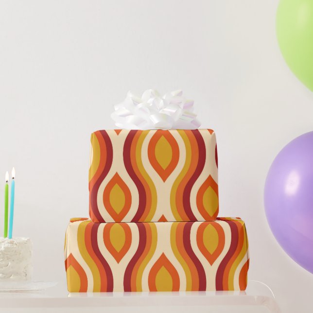 Papier cadeau rétro en forme de sablier ogee en or (Cadeaux de fête)