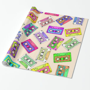 Papier Cadeau Rétro enregistreurs à cassettes modelés des ann
