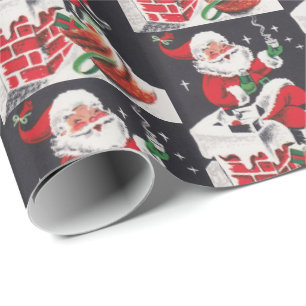 Papier Cadeau Rétro enveloppe vintage de partie de Père Noël de