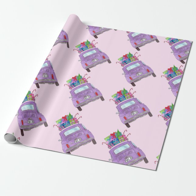 Papier Cadeau Rétro Fiat 500 (Déroulé)