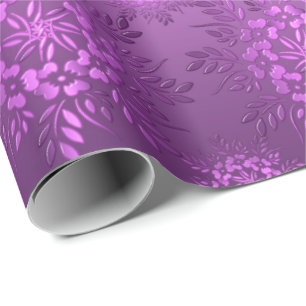 Papier Cadeau Rétro gradient pourpre floral