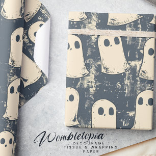 Papier Cadeau Retro Grunge Ghosts Halloween Motif