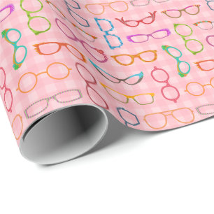 Papier Cadeau Rétro hippie moderne de lunettes avec le guingan