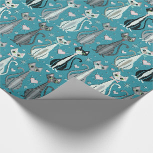 Papier Cadeau Retro Kitty Cat (faux) Cross Stitch ©studioxtine