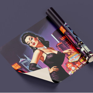 Papier Cadeau Rétro Las Vegas Pin-up