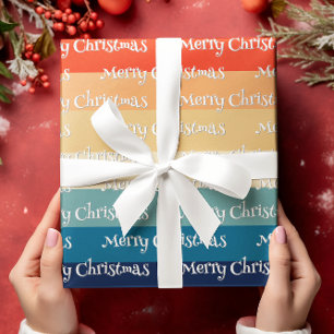 Papier Cadeau Retro les années 70 rayures Joyeux Noël